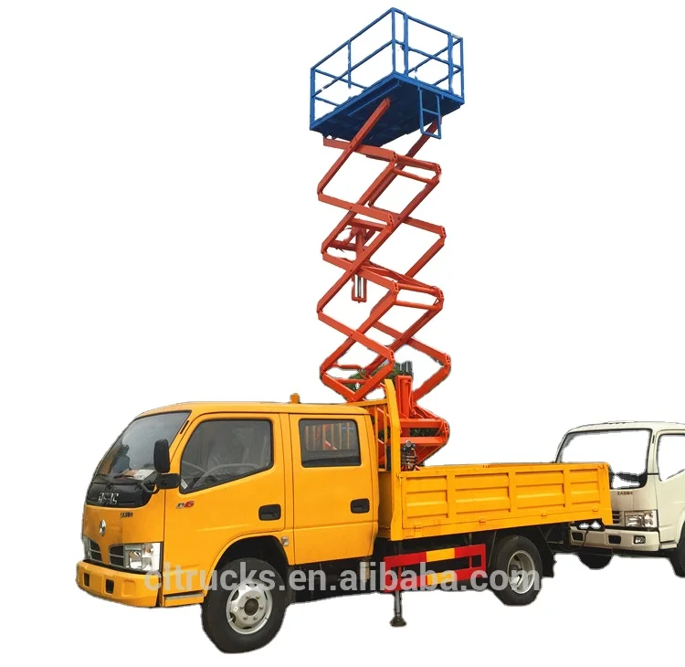 Dongfeng 6 to 10m shear fork type aerial bucket truck for street lights maintenance