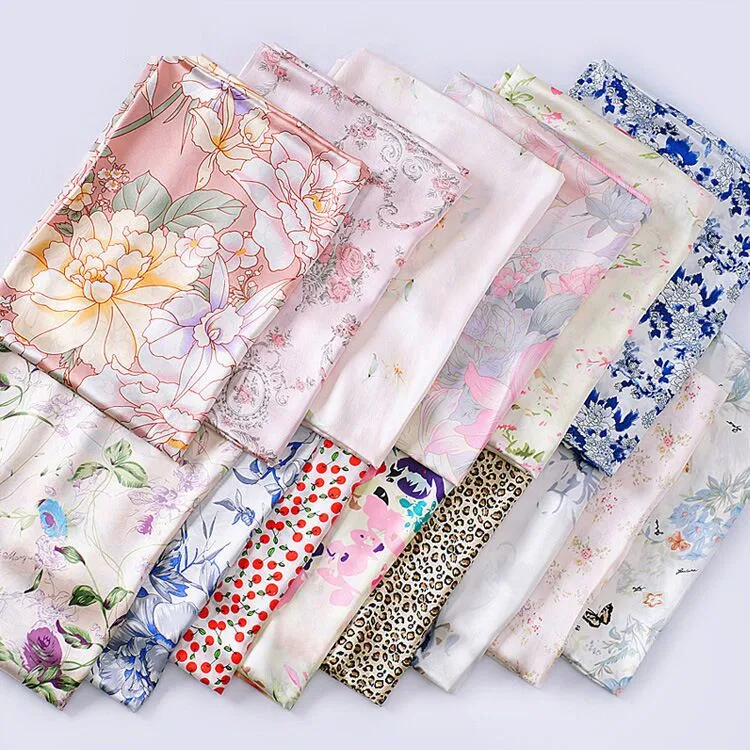 
 6A Класс 16momme Цветочный Печатные атласные шелковые ткани 100% шелковой ткани  