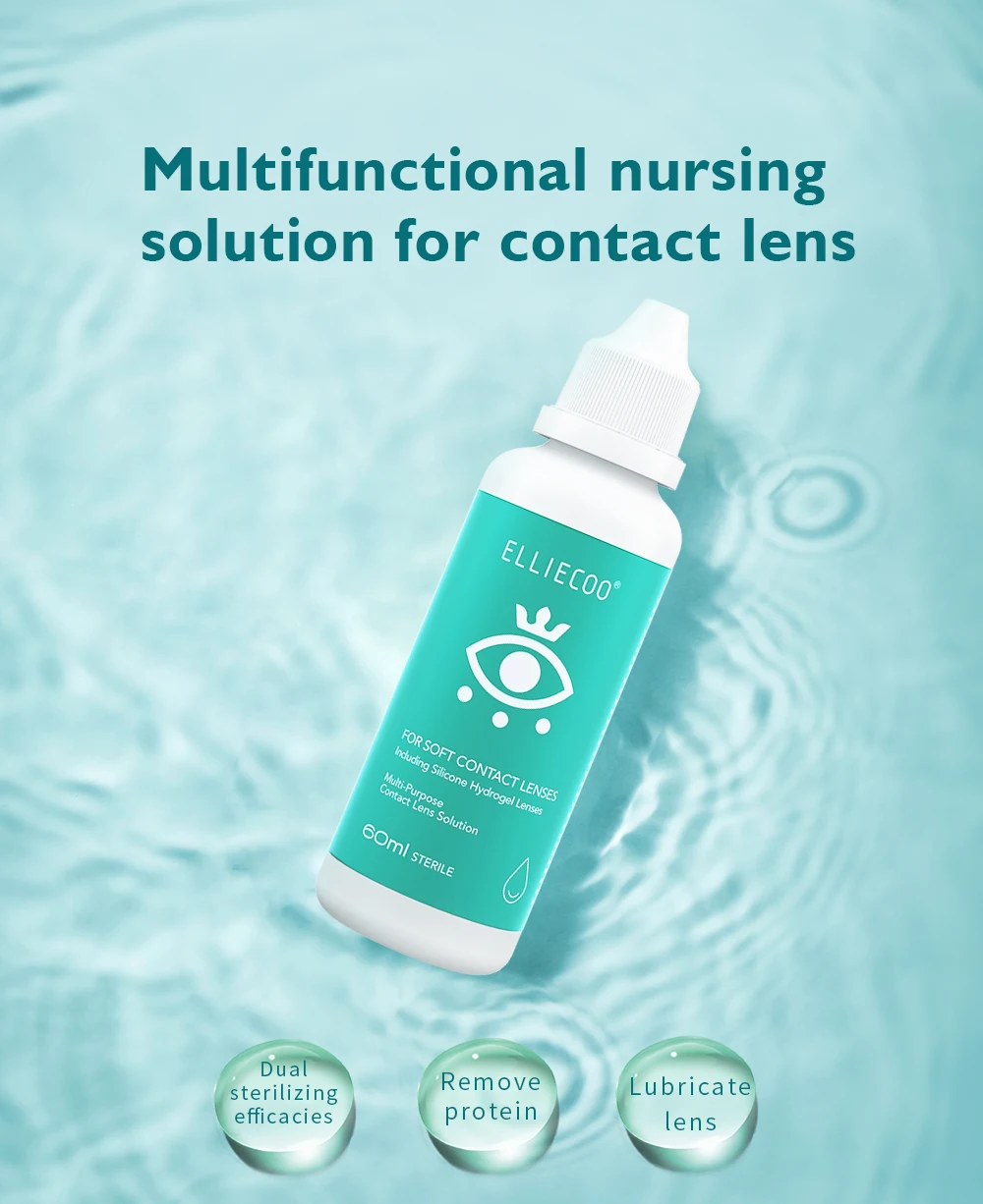 EllieCoo Soft Contact Lens Care Products Cleaning Sterilization Potion Contact Lens Care Solution