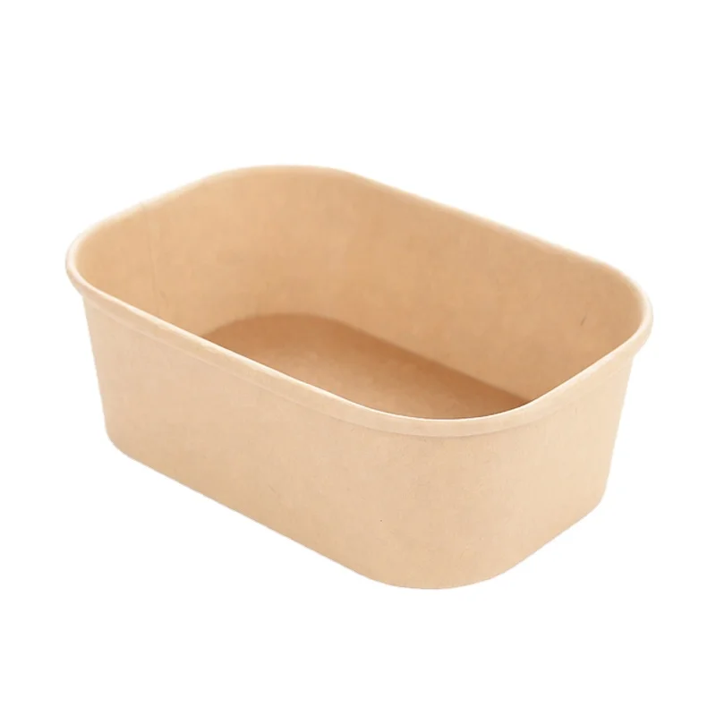 Made in China disposable food containers Biodegradable lunchbox paper salad bowl manufacturer rectangular paper bowl