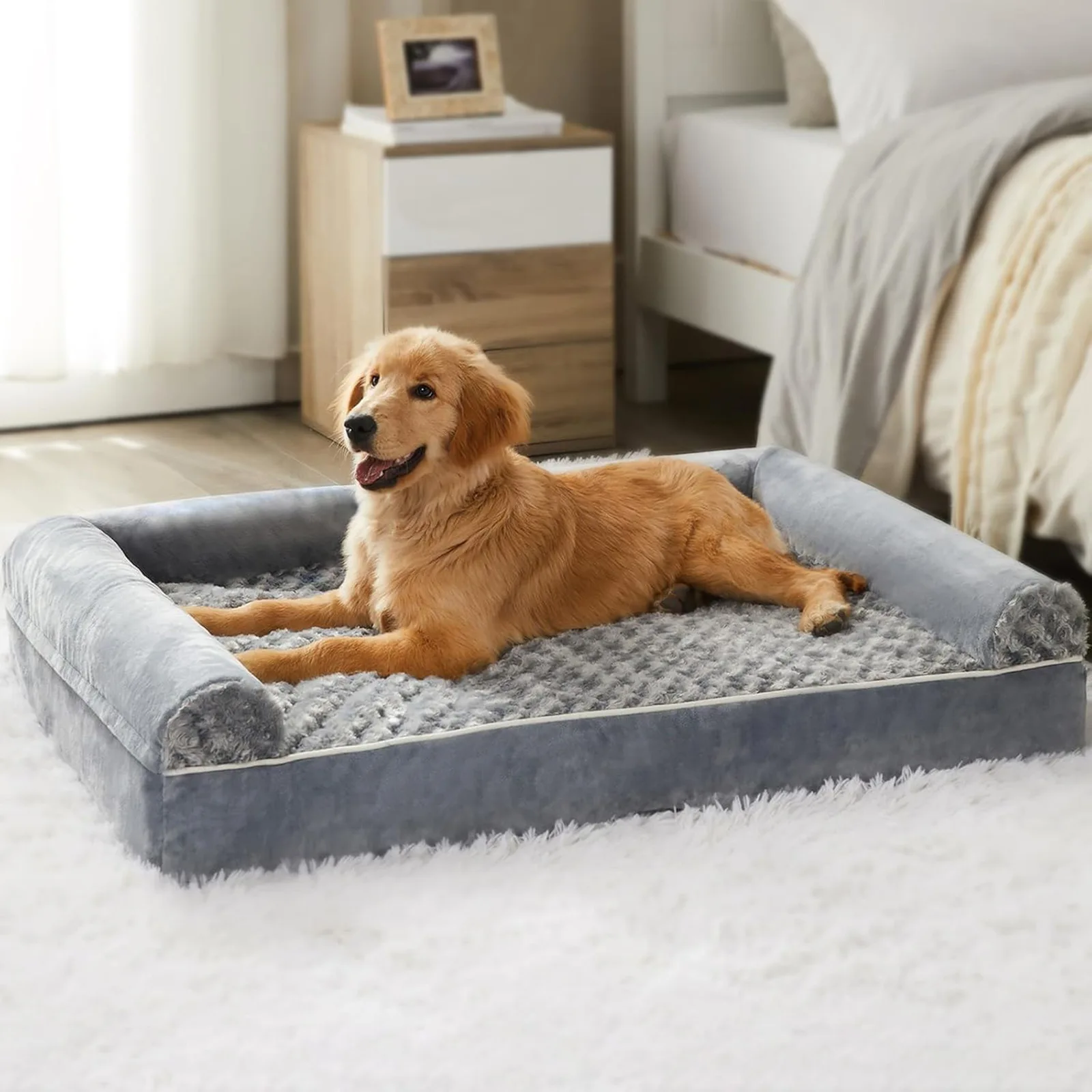 Machine washed dog bed soft memory sponge solid dog kennel large dog bed protect skeleton