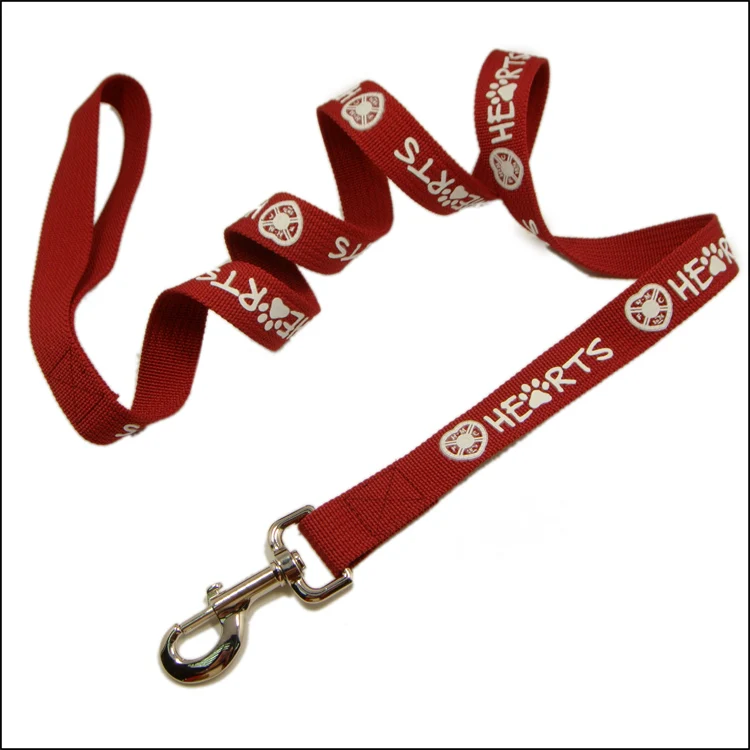 Cheap Price Custom Logo Silk Printing  Nylon Fabric Walking Leading Pet Dog Leash With Strong Metal Hook