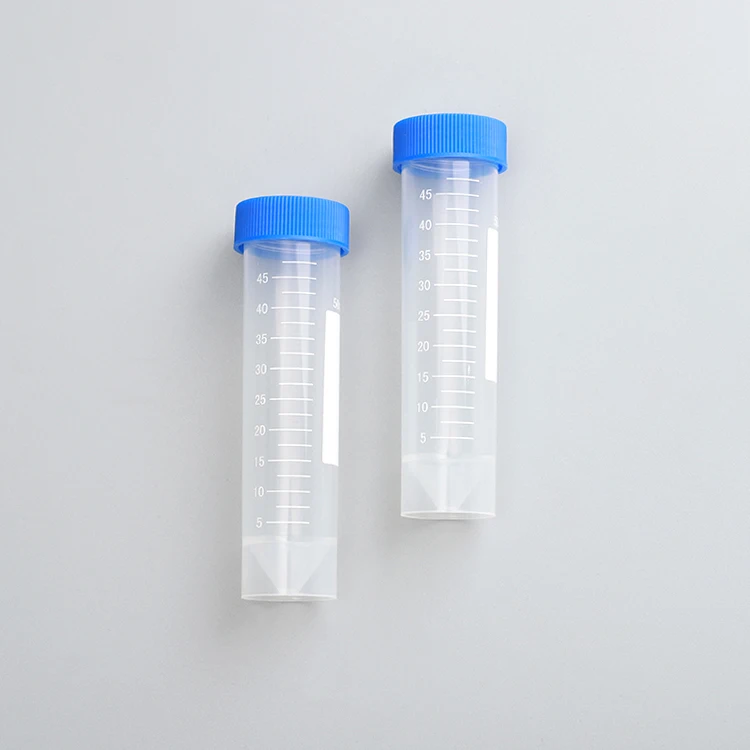 Flat Bottom Centrifuge Tube 50ml Clear White Graduation Disposable Medical Plastic Material OEM ODM Support