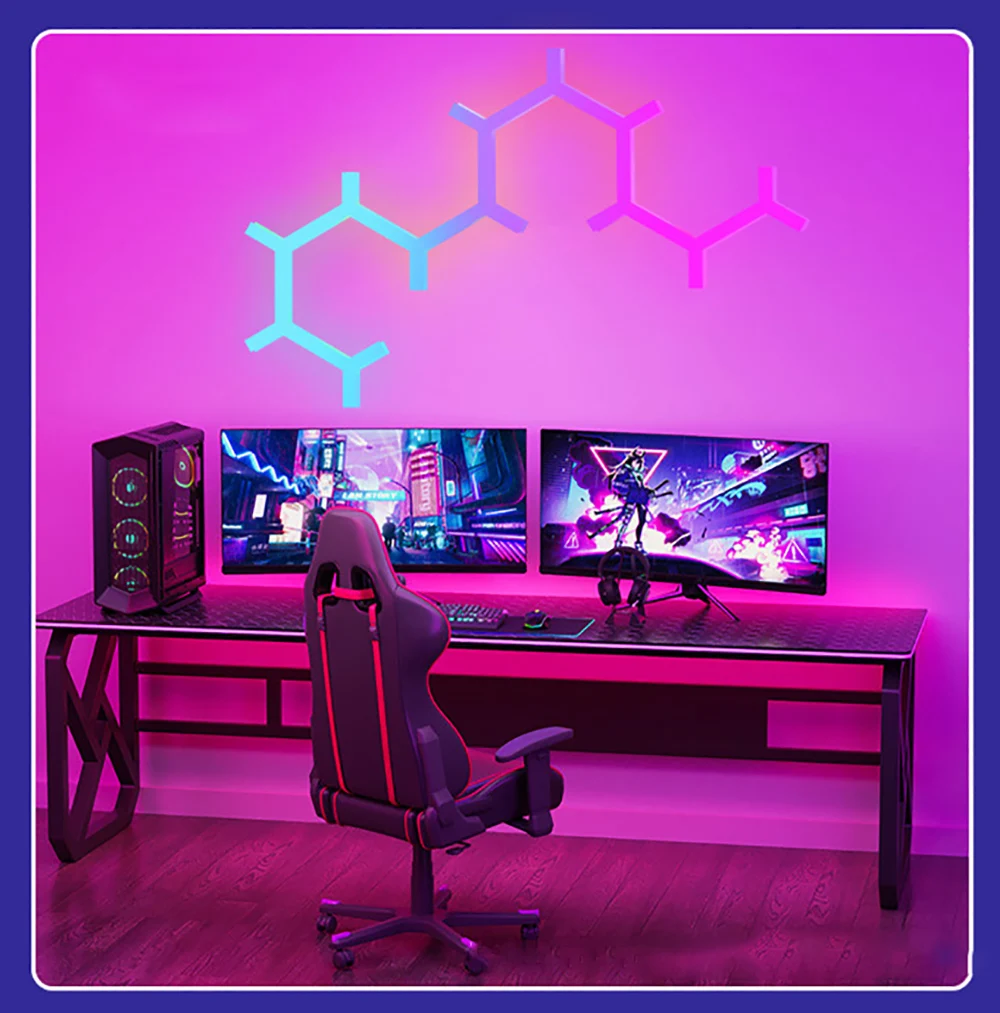 Smart home indoor lighting RGB Symphony Quantum Triangular Splicing led Decoration Strip night light Wall lamps