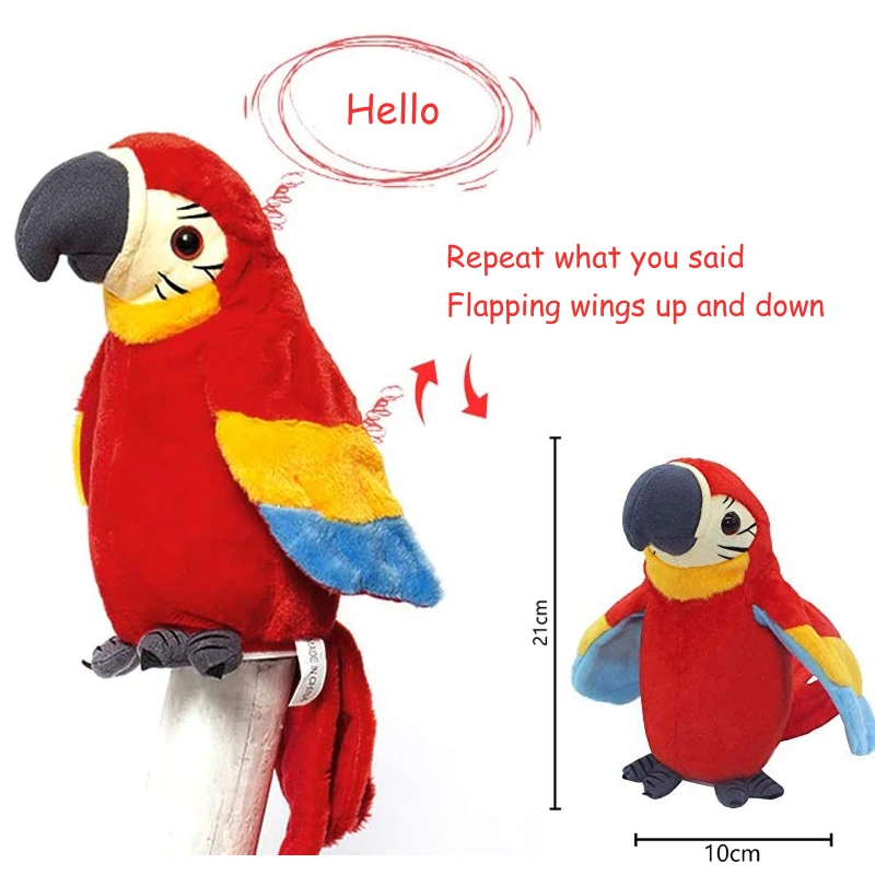 Repeat Talking Swinging Stuffed Animal Parrot Baby Toy Speaking Electronic Simulation Plush Parrot Toys