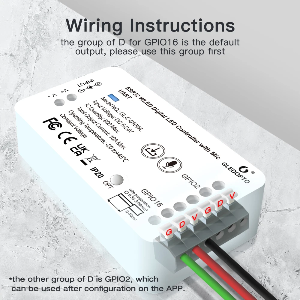 10A цифровой контроллер светодиодной ленты Gledopto WLED с микрофоном ESP32 совместим концентратором Zigbee