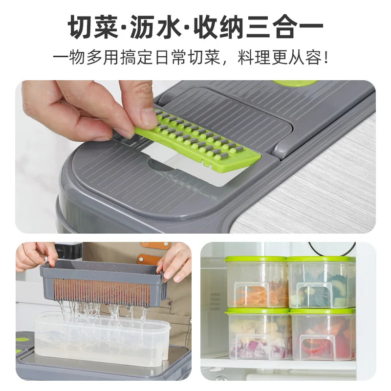 RTS Factory Multipurpose 15 in1 Dual Use Stainless Steel Vegetable Cutlery Cutter Dicing Cutter Kitchen Tool Slicers Chopper