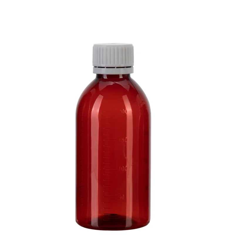 MAYSURE Customized 200ml Wholesale Amber PET Oval Medicine Liquid Syrup Bottle with CR Cap