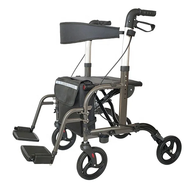 2 in 1 Mobility Aid Rollator With 8-Inch Wheels