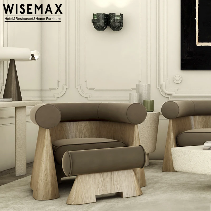 WISEMAX мебель ткань кресло для отдыха гостиной изогнутая спинка стул с оттоманкой современный односпальный