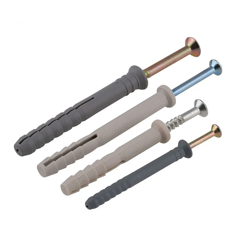 Оптовая продажа, расширительный винт из углеродистой стали, нейлоновый молоток, фиксация якоря, настенные заглушки