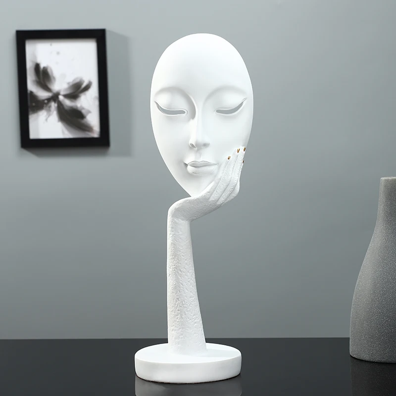 Современная простая абстрактная Ремесленная скульптура с изображением лица, ручной подбородок, художественное украшение для дома, гостиной