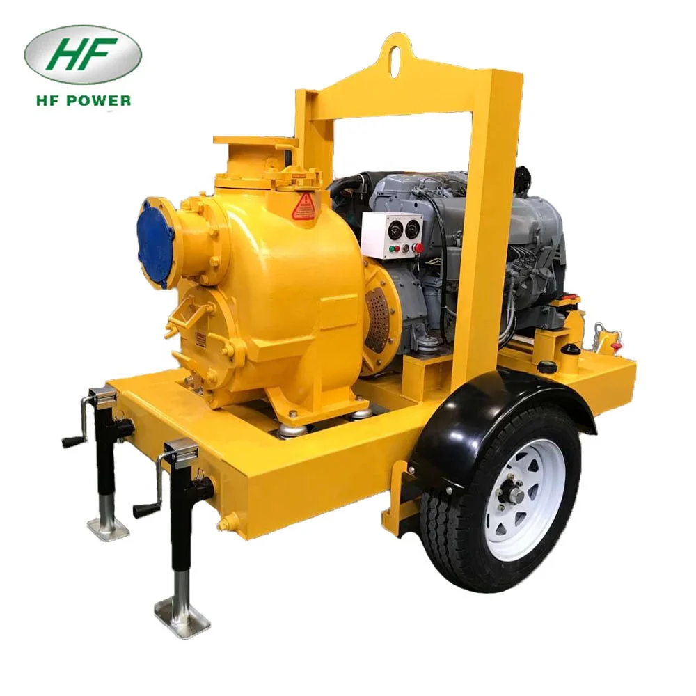 Best selling 2 inch 3 inch 4 inch 6 inch 8 inch 10 inch 12 inch Deutz diesel engine water pump with F4L912 engine and trailer