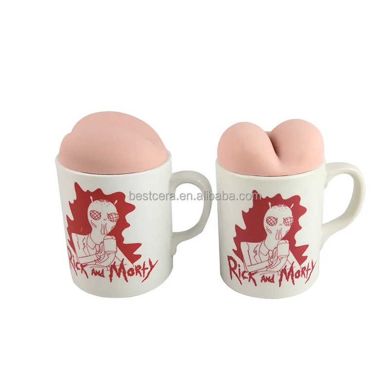 Wholesale Cartoon Cute Mugs Ceramic Coffee Rick and Morty Ceramic Coffee Mug with Silicone Bum Lid