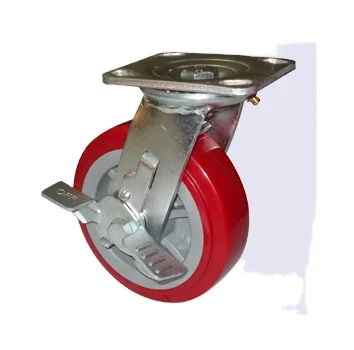 5inch Industry heavy duty caster swivel pu caster with brake roller bearing 300Kg capacity