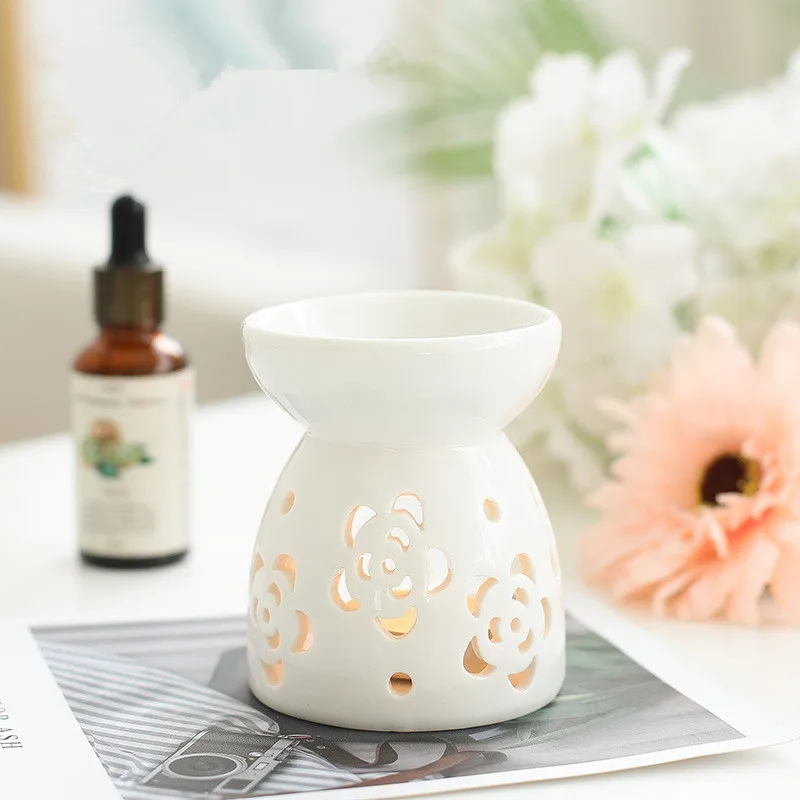 Wholesale White Wax Melt candle burner aromatherapy stove Aroma Incense Custom Ceramic Essential Oil Burner