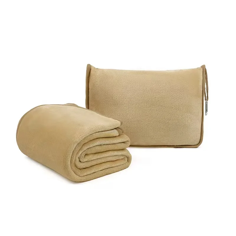 JiZe Premium Soft 2 In 1 Airplane Blanket With Soft Bag Pillowcase Hand Luggage Sleeve Backpack Clip Travel Blanket And Pillow