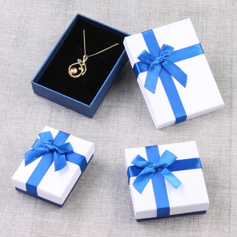 wholesale paper ribbon necklace jewelry box with bow