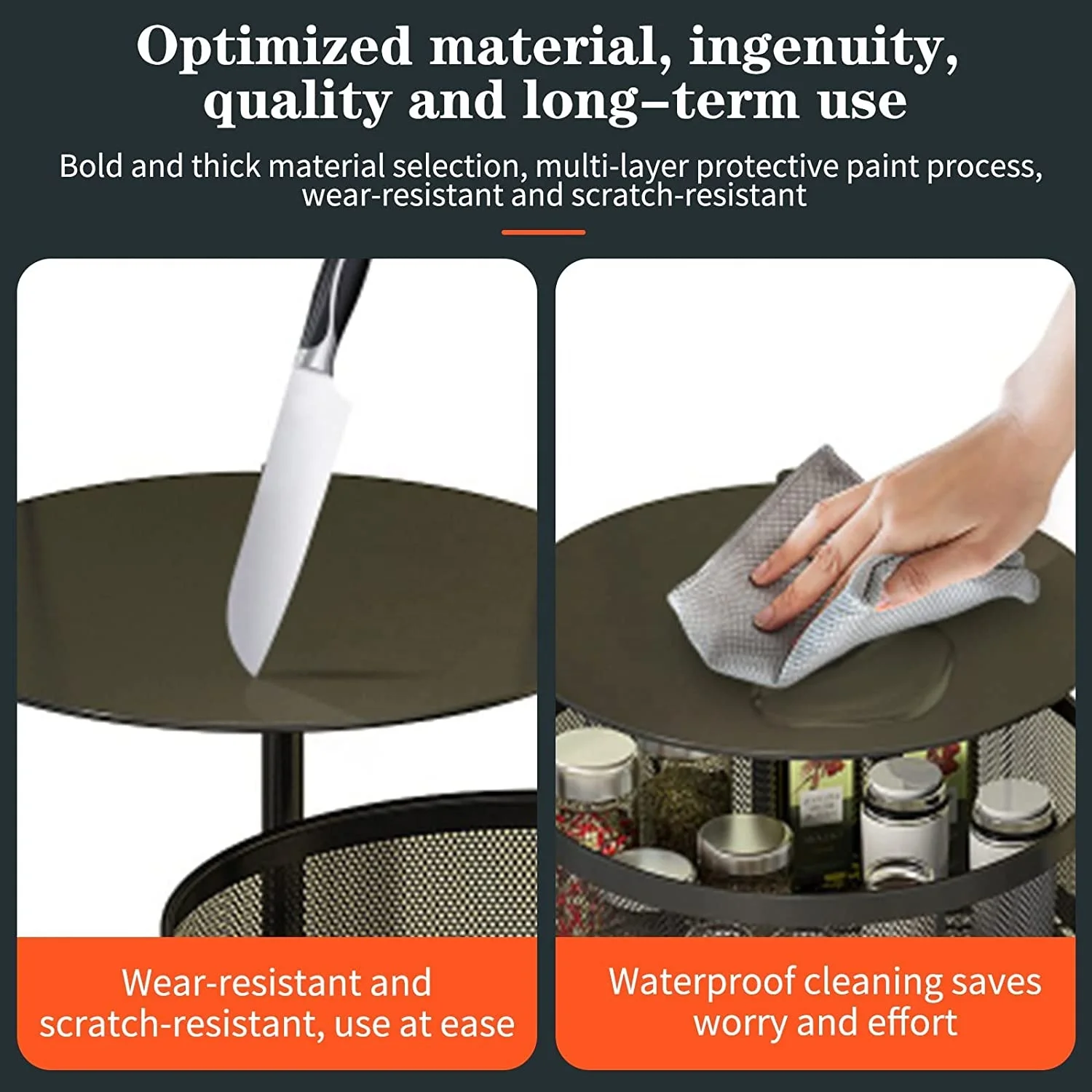 Removable Metal Wire Black 360 Degree Rotating Multi Layer Kitchen Shelf Vegetable Storage Shelves Organizer Rack For Kitchen