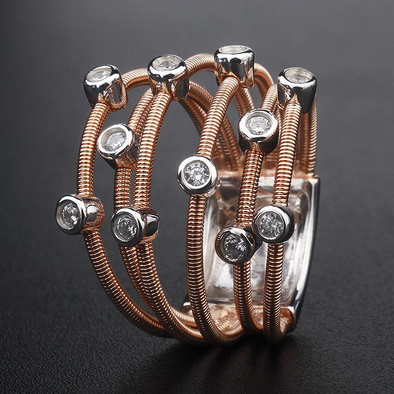 hot western jewelry sterling 925 silver 5a 8a cubic zirconia ring women trend tubogas jewellery 18k gold plated italy rope rings