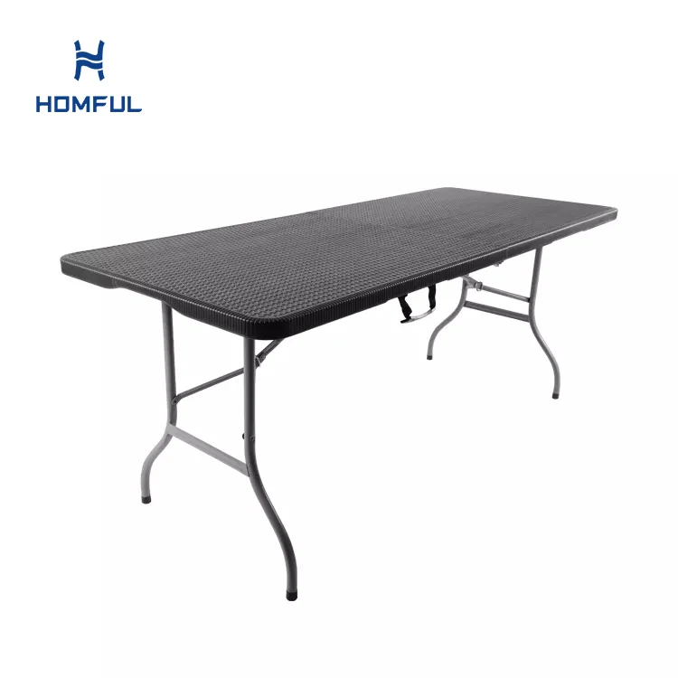 HOMFUL Hot Selling HDPE Plastic Table Plastic Rattan Folding Table For Outdoor Dining Wedding