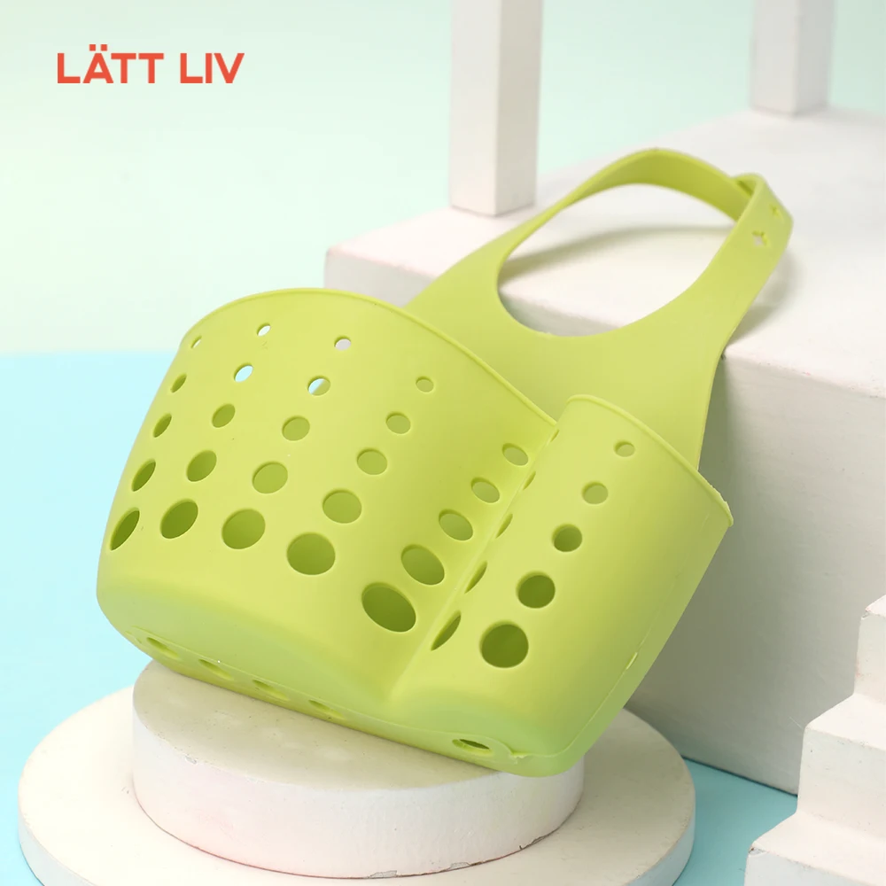 LATTLIV Wholesale Sponge Holder Hanging Movable Faucet Storage Gadget Organizer Drain Baskets Sponge Holder for Kitchen Sink