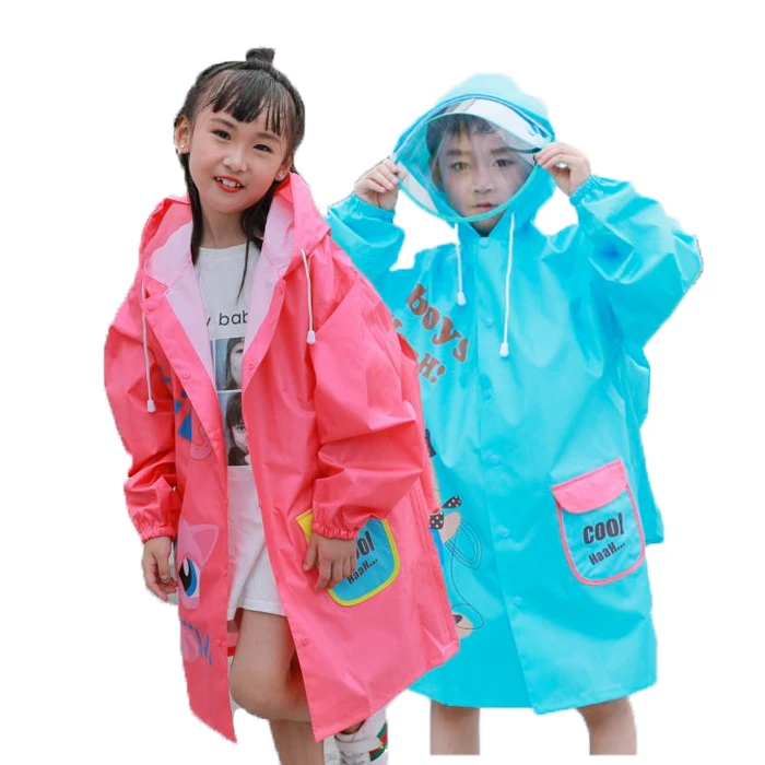 Manufacturer Supplier Custom Logo Polyester Cartoon Raincoats For Kids boy girl