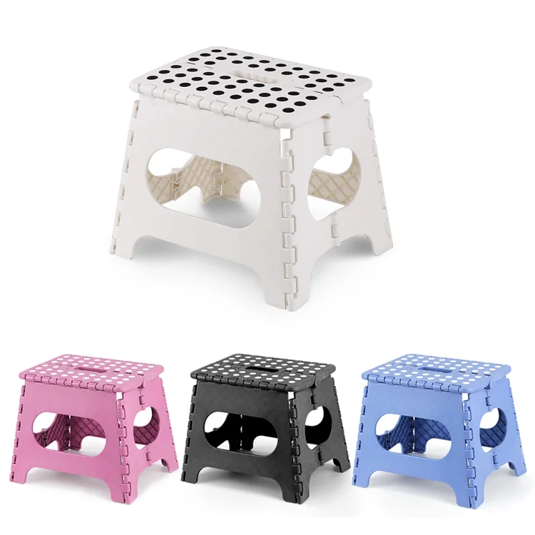 11inches 2021 New Trendy Furniture Black White Foldable Stool Plastic Foot Stool For Kitchen, RU1403 Folding Step Stool