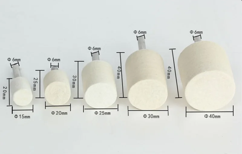 Цилиндрические шерстяные войлочные полировальные диски с хвостовиком 2,35 мм, шлифовальные диски для зеркальной полировки