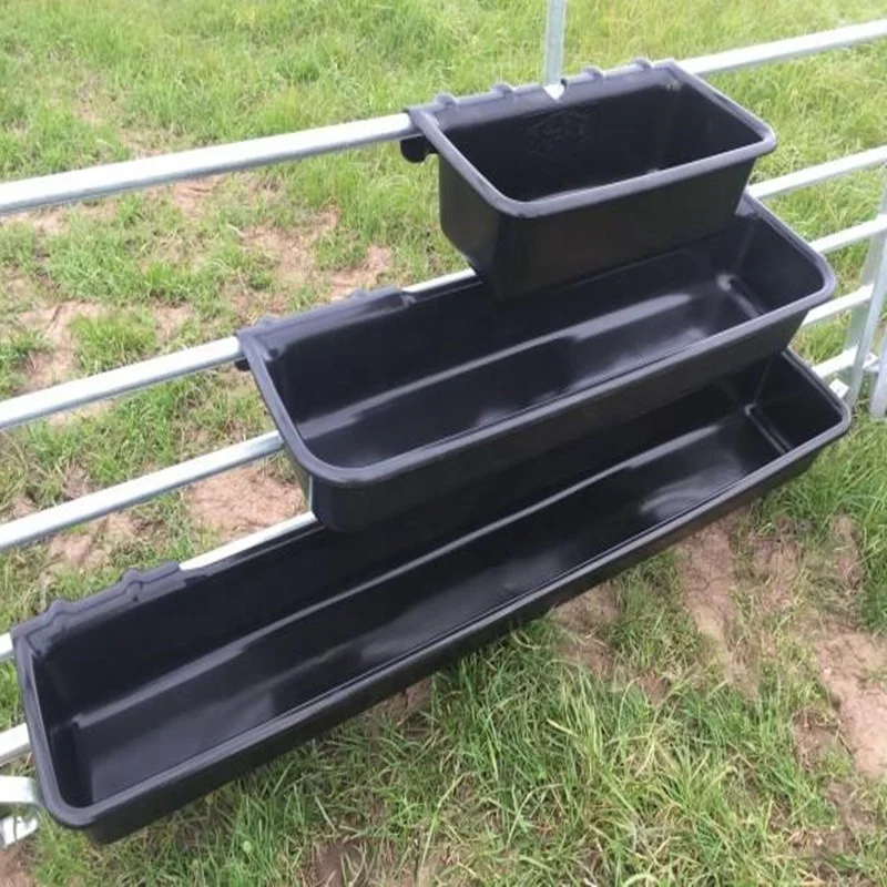 52 QT  large plastic horse feeding trough water tub livestock stable water trough cow sheep goat calf cattle hook over feeder
