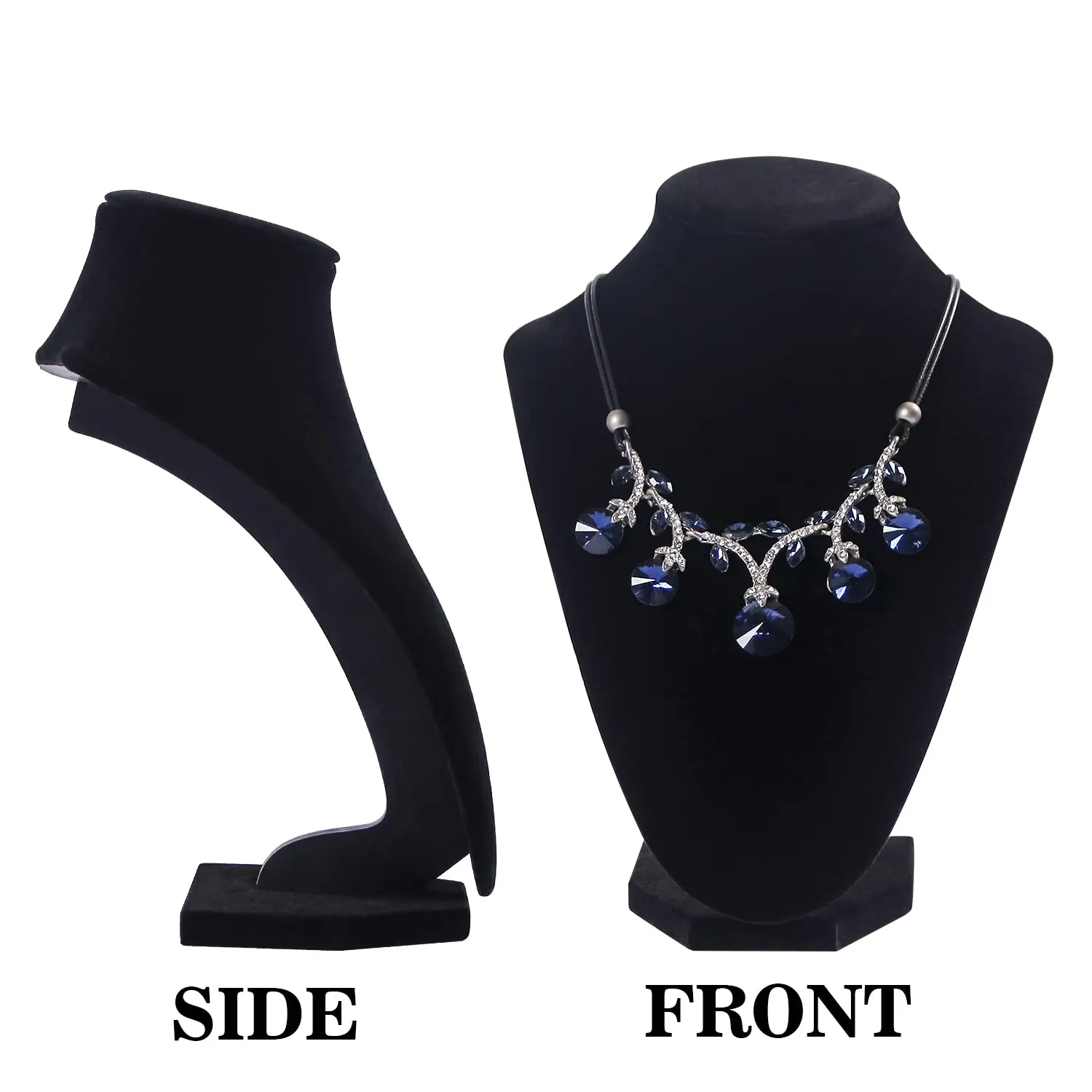 Black flannel Custom Necklace Display Velvet Jewelry Bust Mannequins For Jewelry Display