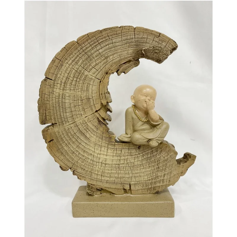 newly resin molds  meditation decor fengshui cute little monk on base statue