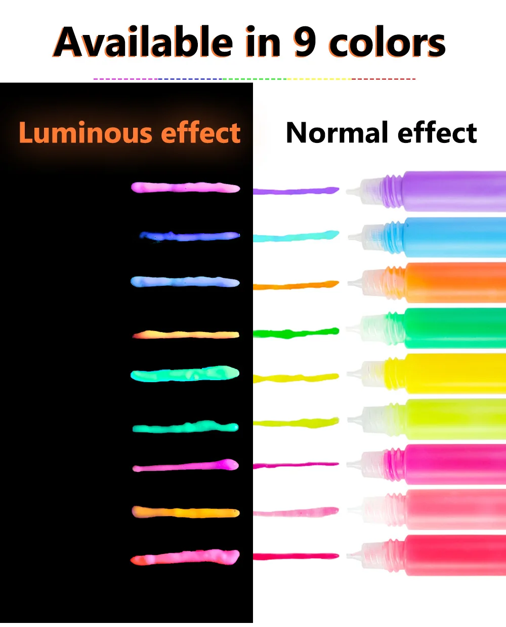 Fluorescent Plastic Neon Acrylic Glow In The Dark Kit Eco Friendly Uv Painting For Kids Color Set Child Fabrics Art Acryl Paint