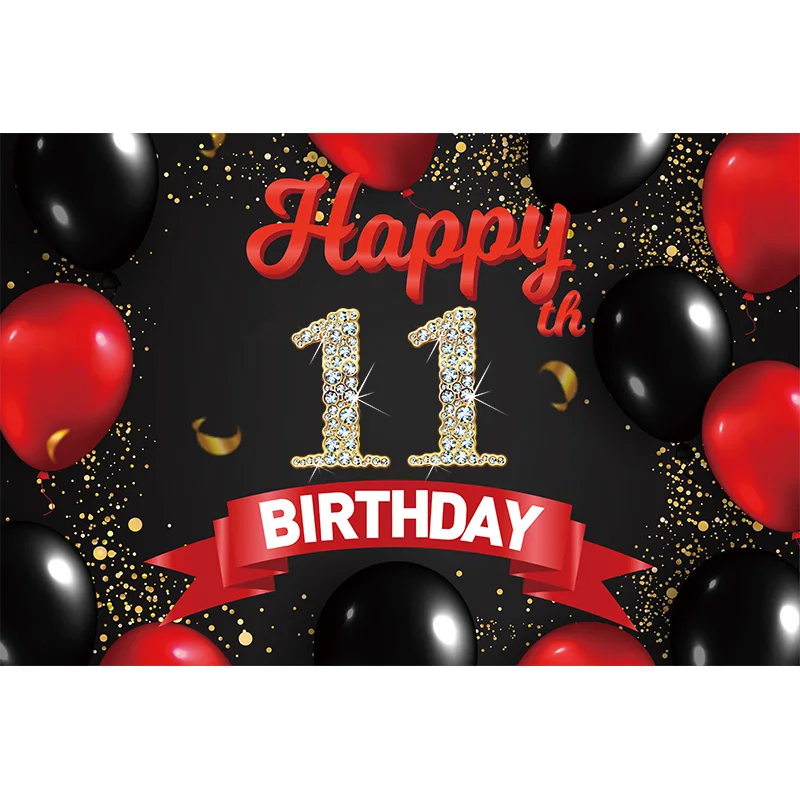 Happy Birthday Backdrop Banner Red&Black Birthday Sign Poster Photography Background