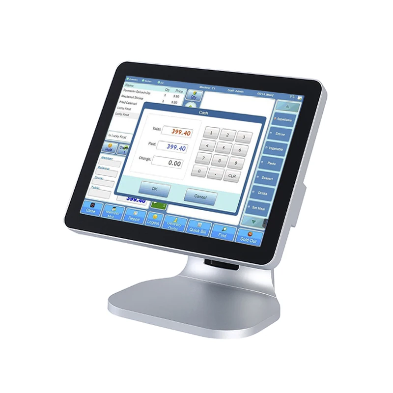 Hot Sales Silver A5 Payment Terminal POS Machines Customized Aluminium Alloy Canteen Touch POS System Cash Register