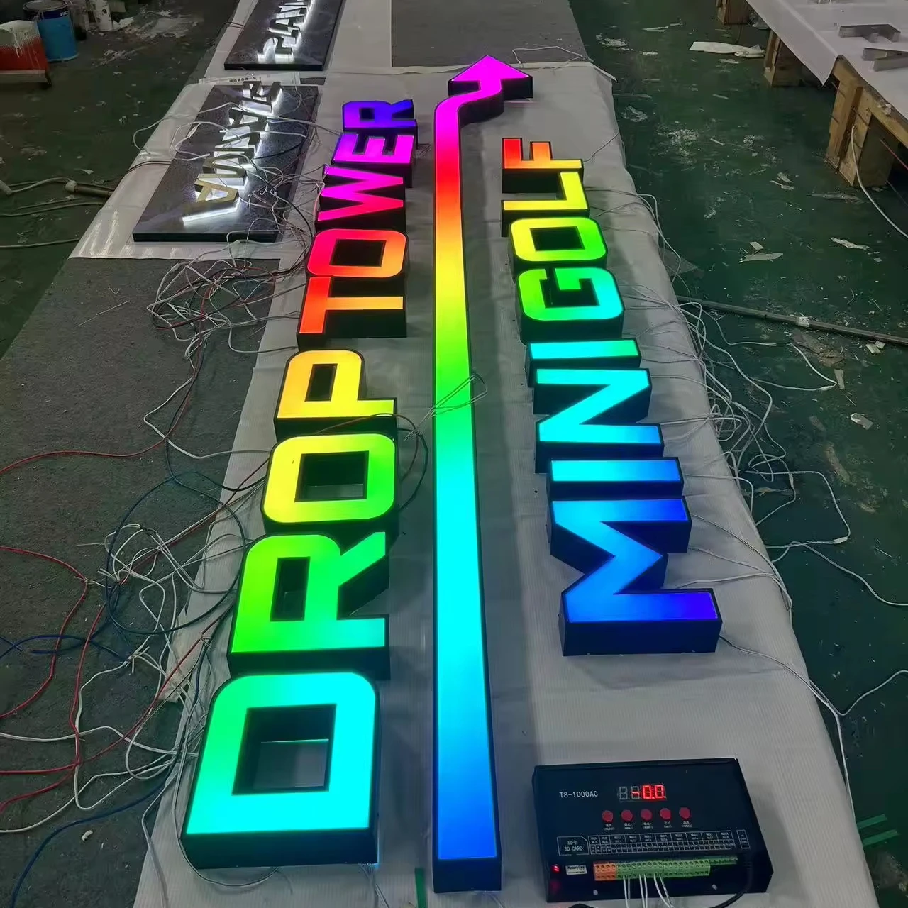 Custom Outdoor Business Stainless steel RGB Led Illuminated channel Letter sign 3d Led Front-lit letter signage