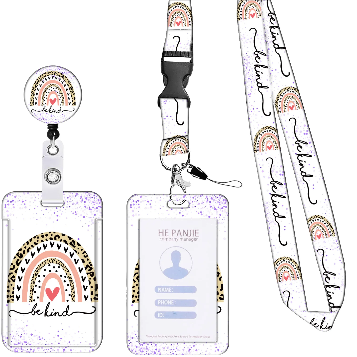 BSBH Factory Price Card Holder With Lanyard and Retractable Badge Reel Clip For Teacher Nurse Student ID Card Holder Keychain