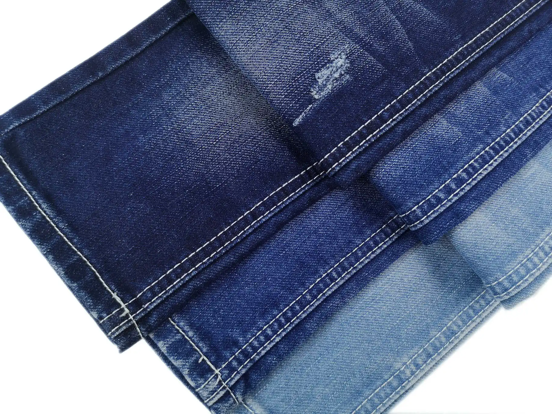 1628 Comfortable siro fake knitted slub cotton polyester viscose denim fabric