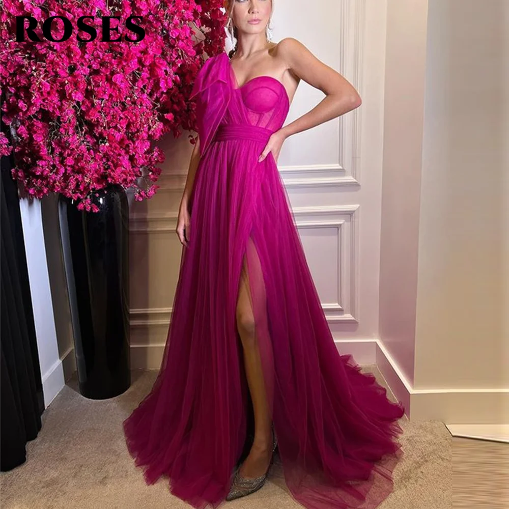 FK45 Sexy Yellow Tulle One Shoulder Evening Party Dress Sleeveless Open Back Bridesmaid Dresses for Women Vestidos Customized