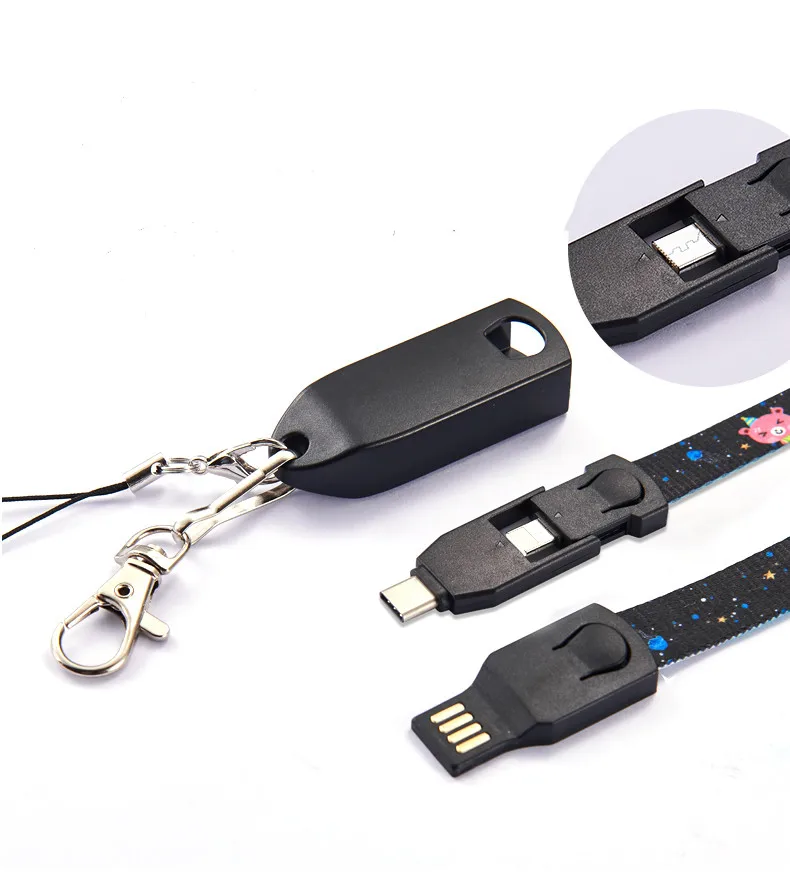 Для IOS/Android/Type-C USB Кабель зарядного устройства для передачи данных с 2A Быстрая зарядка 2 в 1 телефон зарядное устройство USB шнур для