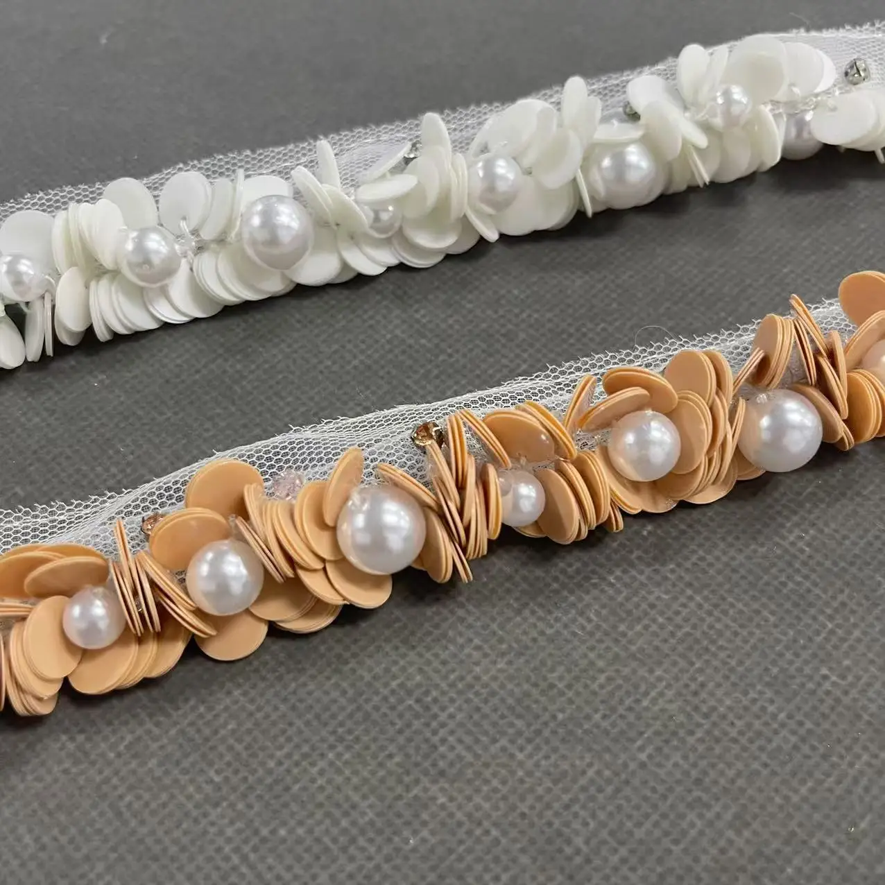 ZSY 3.5CM DIY Wedding Dress Collar Sleeve Applique Clothes Decor Trims Mesh Sequin Beads Ribbon Pearl Beaded Lace