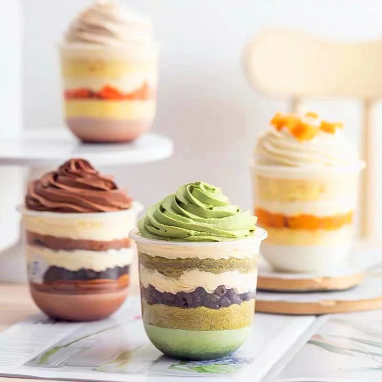 Disposable Plastic Cups Clear Transparent Food Container Jelly Pet Yogurt Cake Mousses Dessert