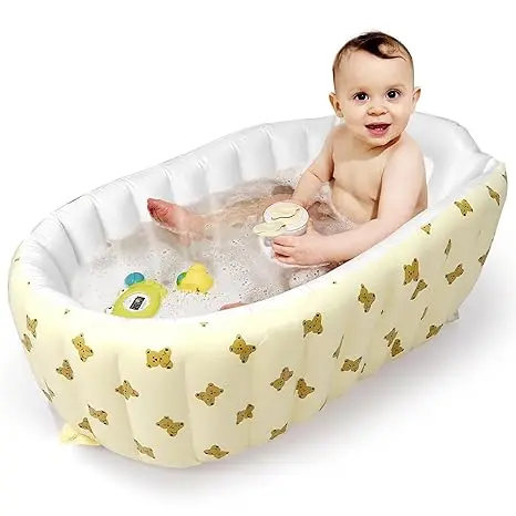 2024 Convenient Storage Inflatable Baby Bath Cute Padded Bathtub Environmentally Friendly Indoor Bath Products