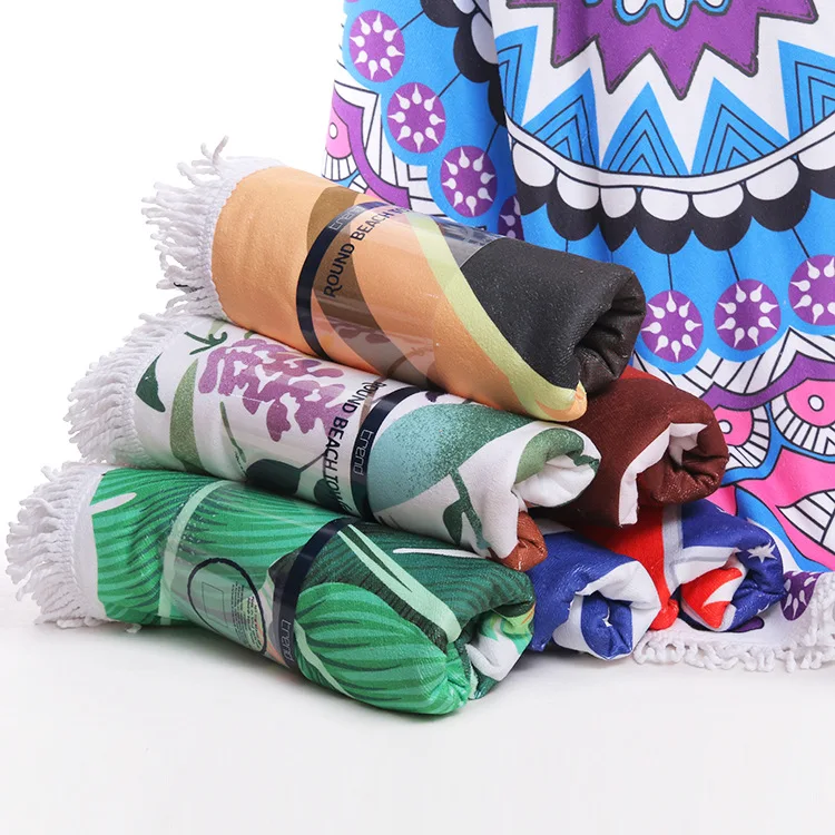 Недорогой детский пляжный коврик из микрофибры, круглые полотенца для малышей, полотенца для малышей, Пляжное банное полотенце с замороженным рисунком для детей с бахромой с пользовательским логотипом