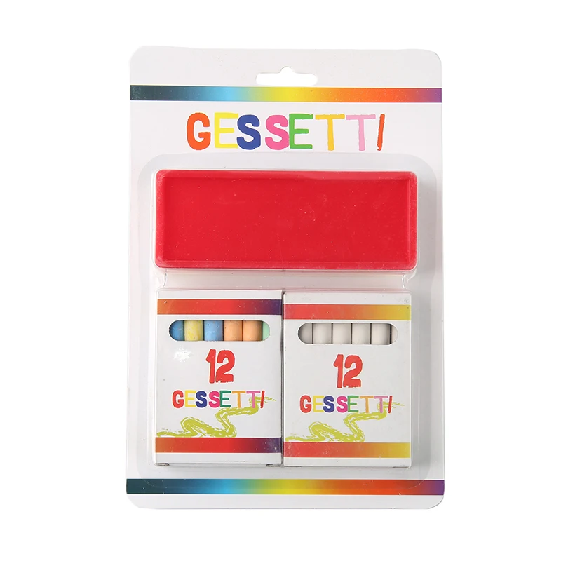 Factory direct fast delivery 2 boxes of 12 sticks of chalk plus eraser sidewalk chalk