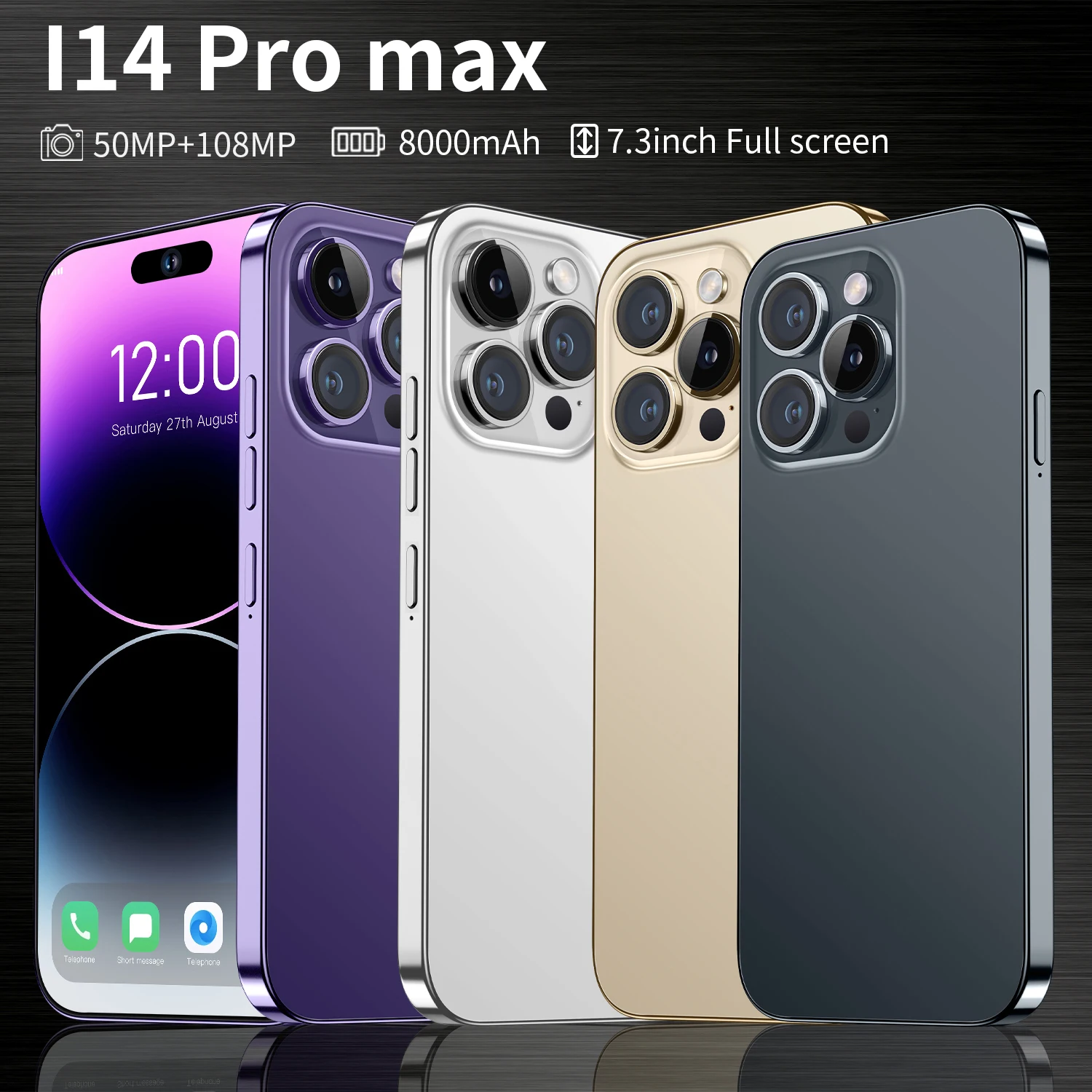 Global Version Original i14 Pro Max 6.7 inch Android Smartphones 16GB+512GB Touch Screen Phone 10-Core 5G LET Cellphones Smartph