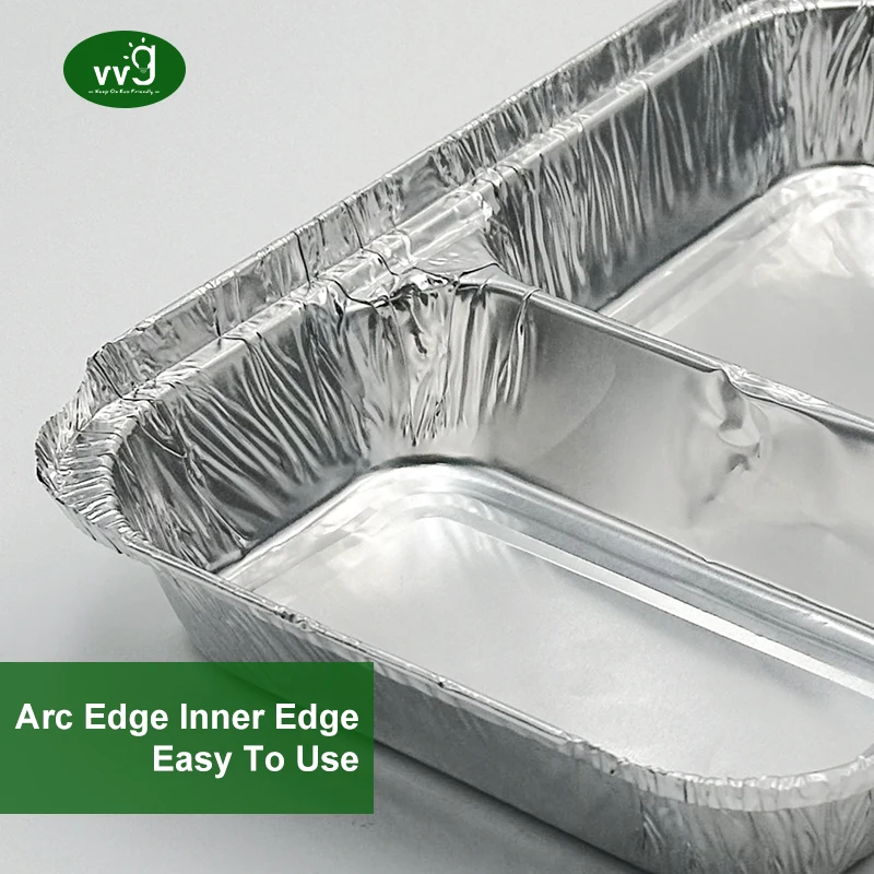 VVG aluminum foil container food trays take out freezer oven safe 3/4 compartment disposable aluminum foil pans