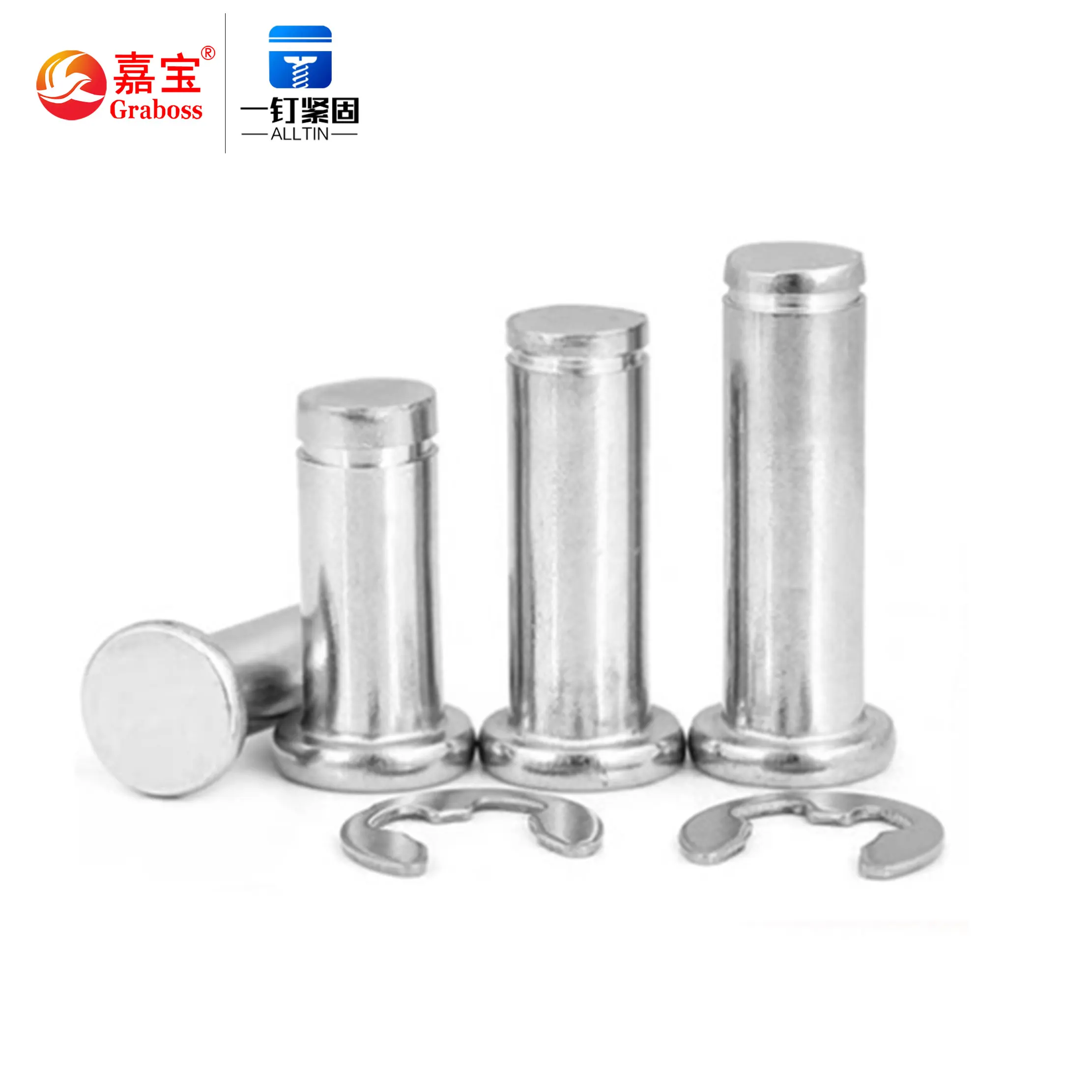 304 Stainless Steel Flat Head Grooved Pin Cylindrical Pin Circlip Positioning Pin M3 M4 M5 M6 M8 M10 M12