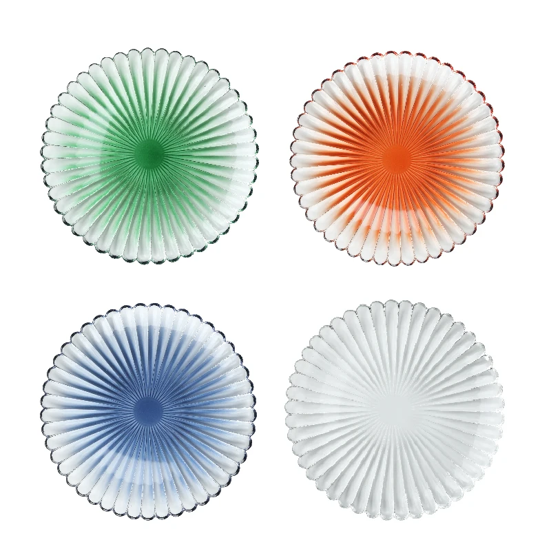 Wedding Events Dinner Party Tabletop Western 13 Inch Glass Round Clear Petal Shaped Glass Charger Plates Bulk