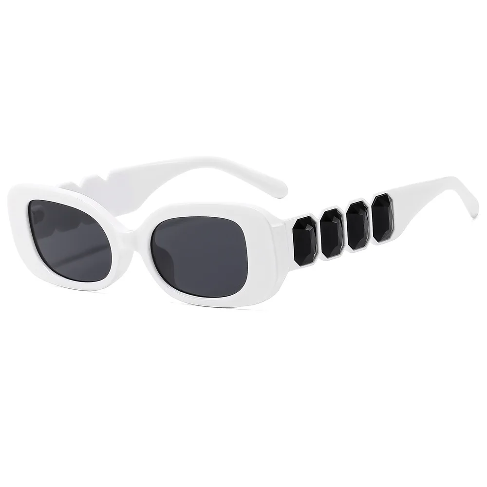 Wholesale Luxury Brand Shades Pink Blue Men Clear Vintage Square Sunglasses With Diamonds Rhinestone Sunglasses